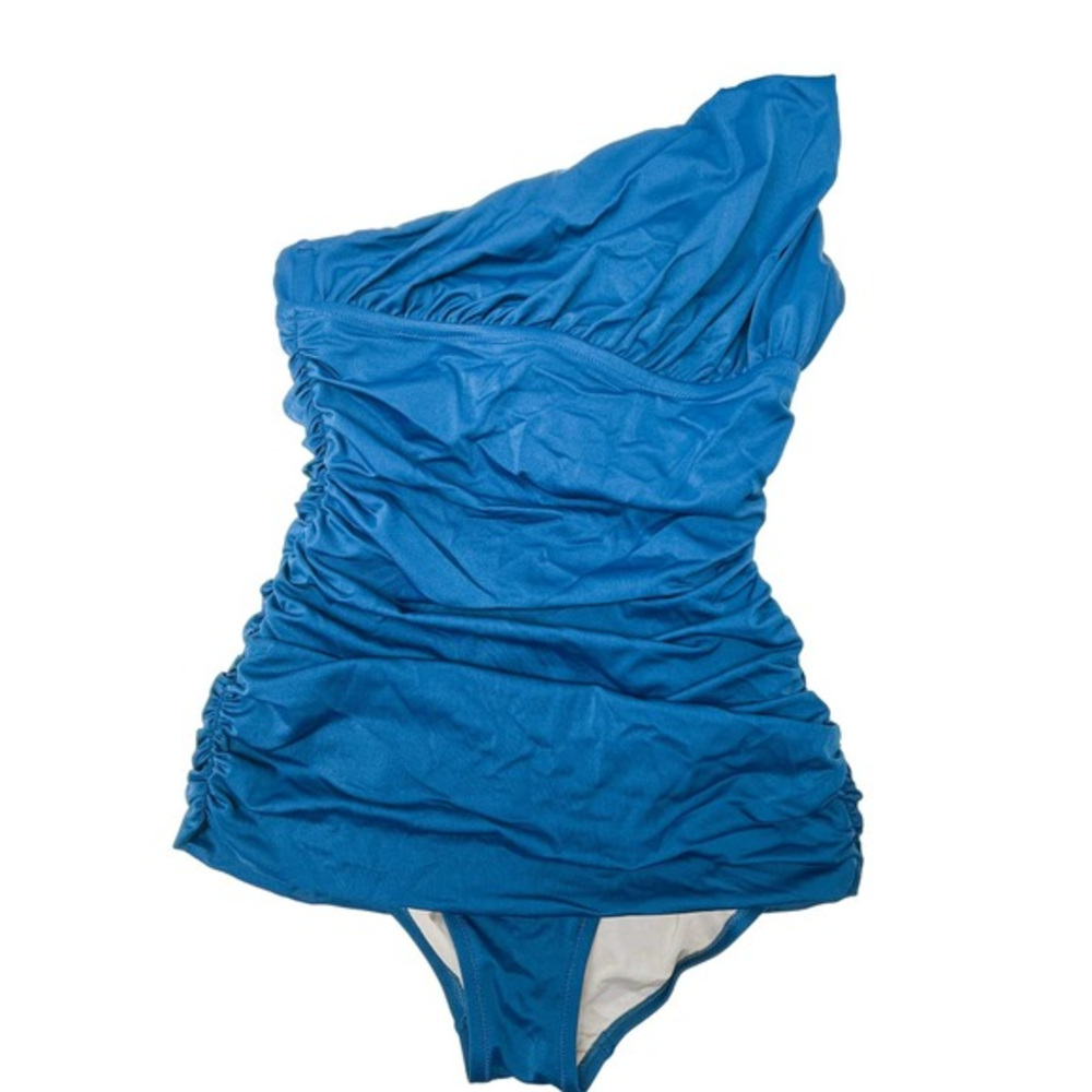 J.Crew Ruched Twisted One Shoulder Bathing Suit Blue Size 2